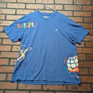 Staple Pigeon Men's XL Blue Graphic Tee Embroidered Streetwear T-Shirt